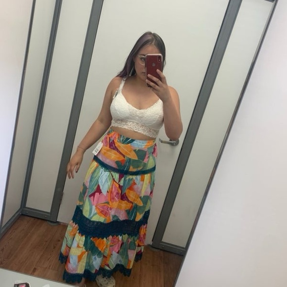 Time and Tru's Tiered Maxi Skirt. Trimmed with romantic lace, this pull-on skirt - Picture 8 of 9